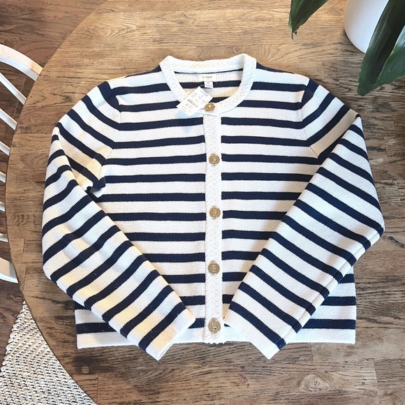 NWT J. Crew Factory Striped cotton lady jacket cardigan sweater - Picture 6 of 6